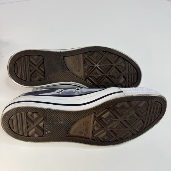 RARE 7.5womens, 5.5mens Converse Chuck Taylor AllStar Lo Iridescent Silver READ! - Picture 9 of 12